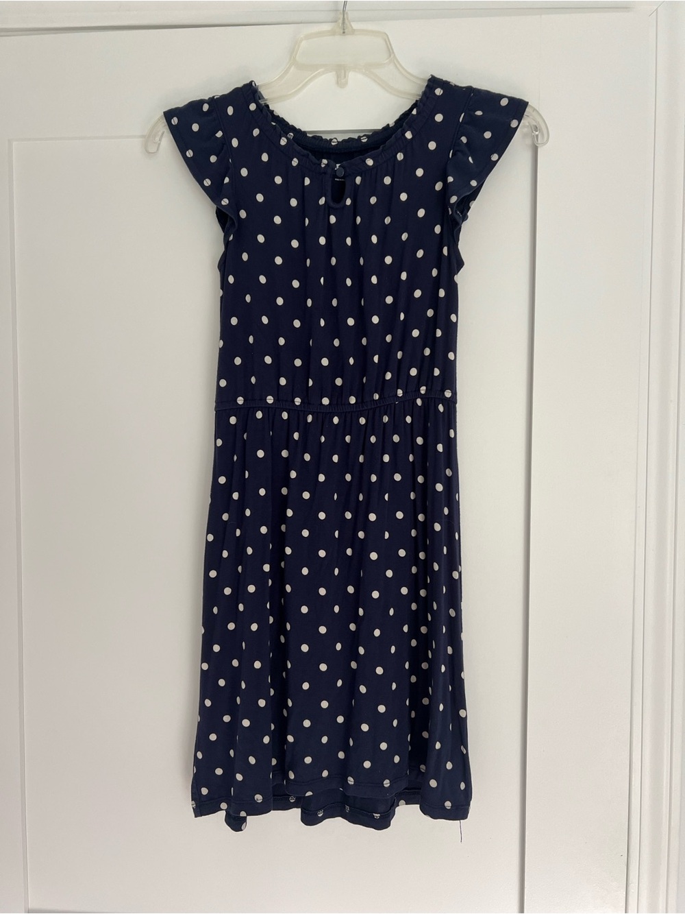 Old Navy Navy and White Polka Dot Flutter-Sleeve Dress size medium (8)